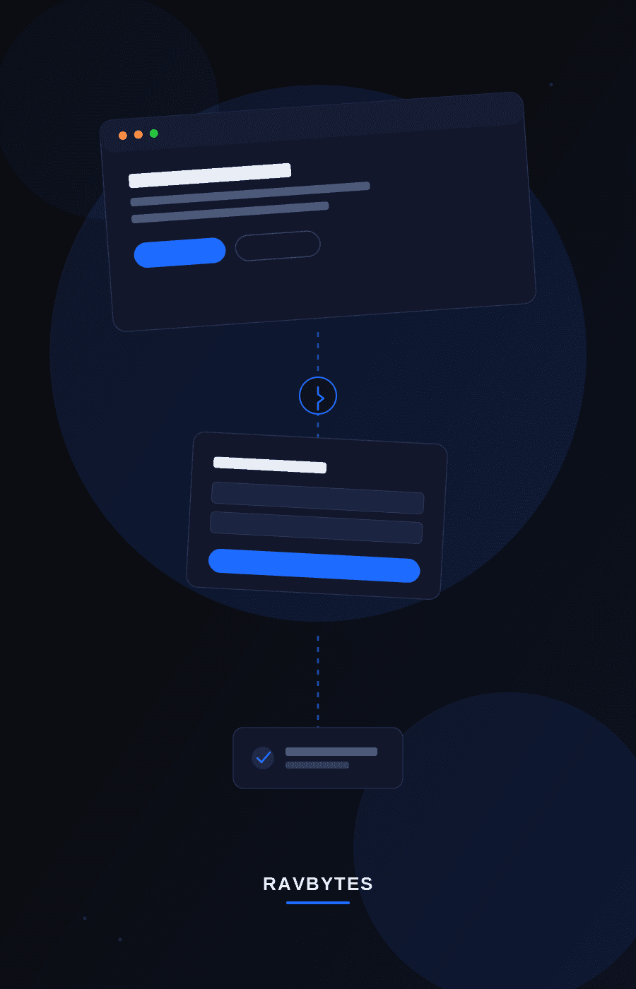 Illustration of a website connecting to an automated lead capture and follow-up system
